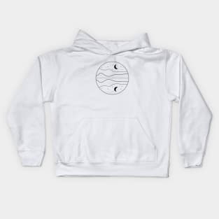 Minimal reflection of a night sky with moon and stars Kids Hoodie